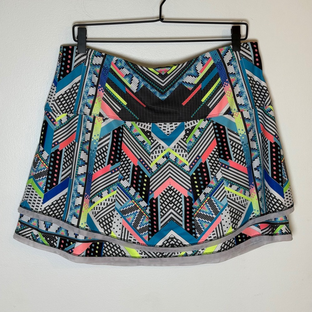 Lucky in Love Womens XL 16 Geometric Print Tiered Tennis Skort